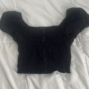 Black cropped off the shoulder top